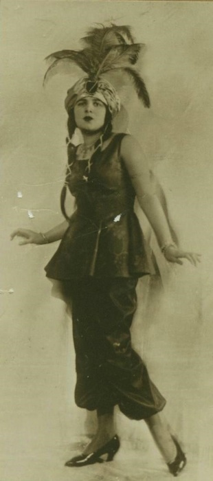 Slobodkina in a bayadere costume that she made and wore to a party in Harbin, ca. 1923.