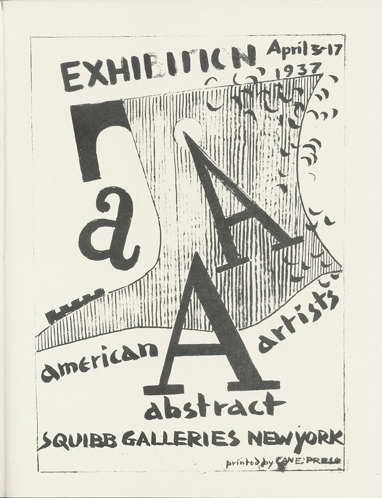 Cover from the A.A.A's first exhibition catalog, Squibb Gallery, 1937.