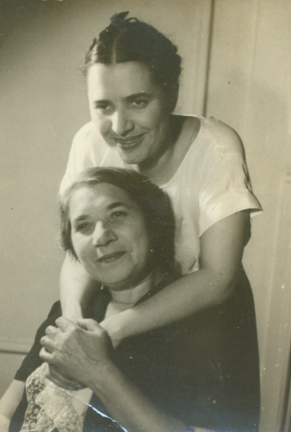 Slobodkina with her mother, Itta, ca. 1950.