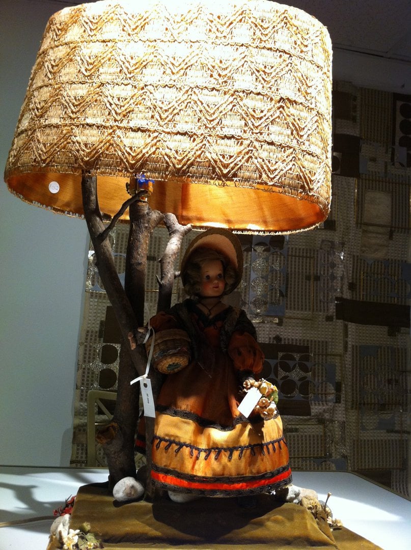 Victorian Doll Lamp with Straw Shade