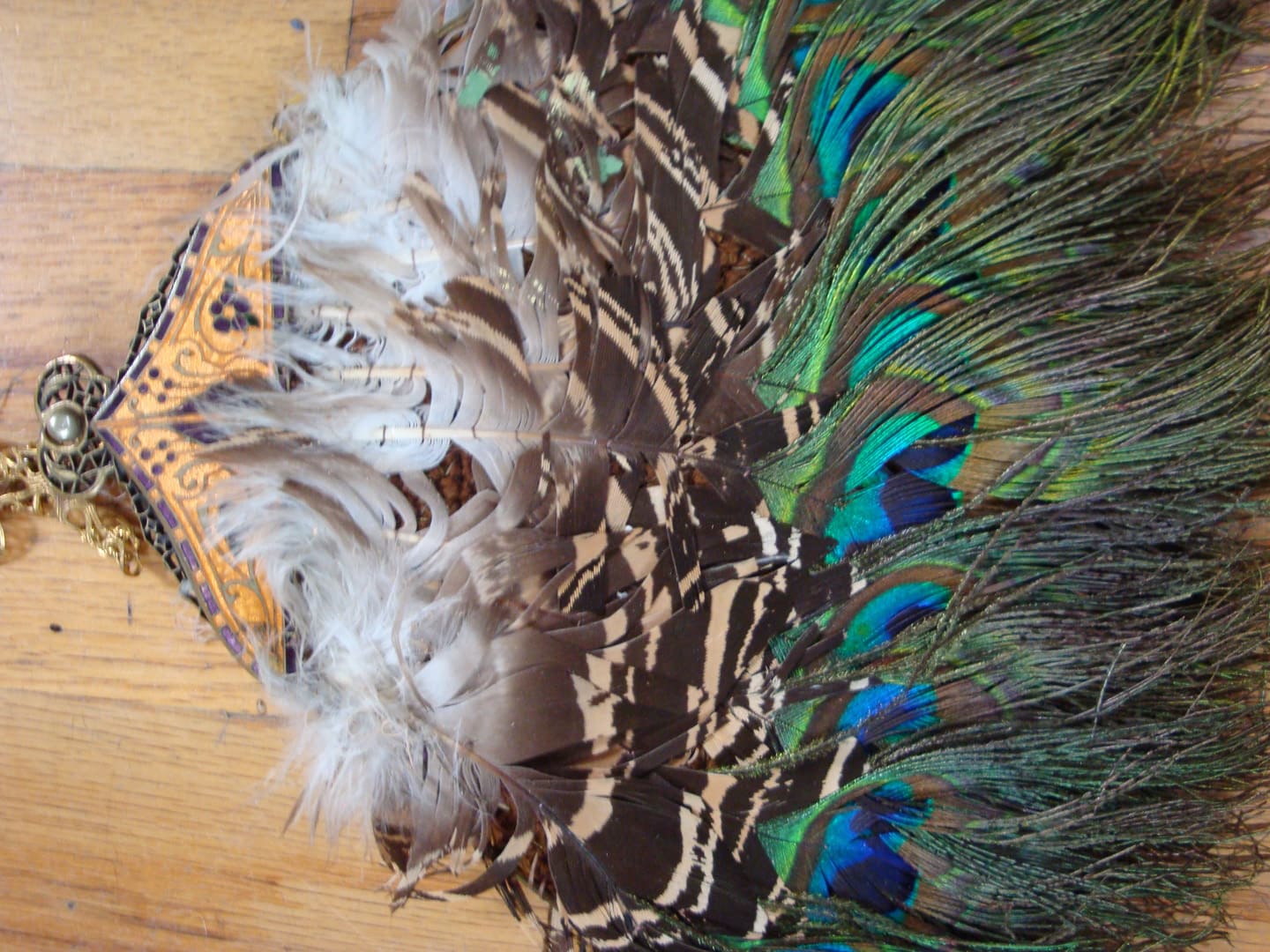 Pocketbook with peacock feathers
