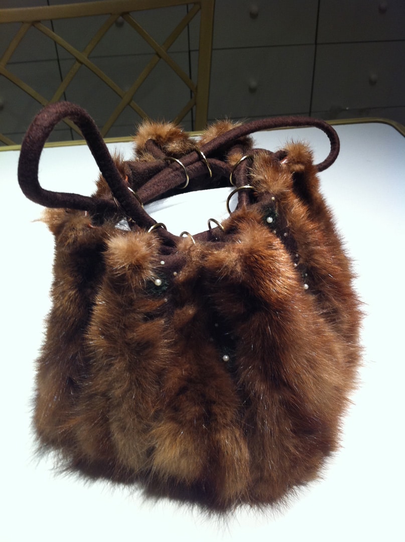 Russian Style mink fur pocketbook with drawstring
