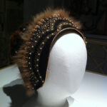 Russian style hat decorated with mink fur and gold lace