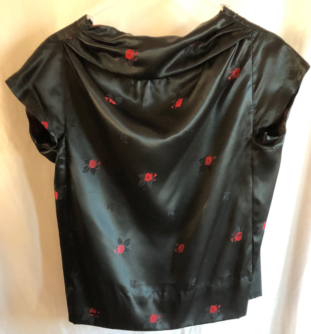 Cocktail Blouse, black with red details