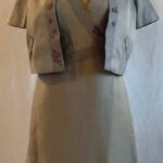 gray silk dress with bolero