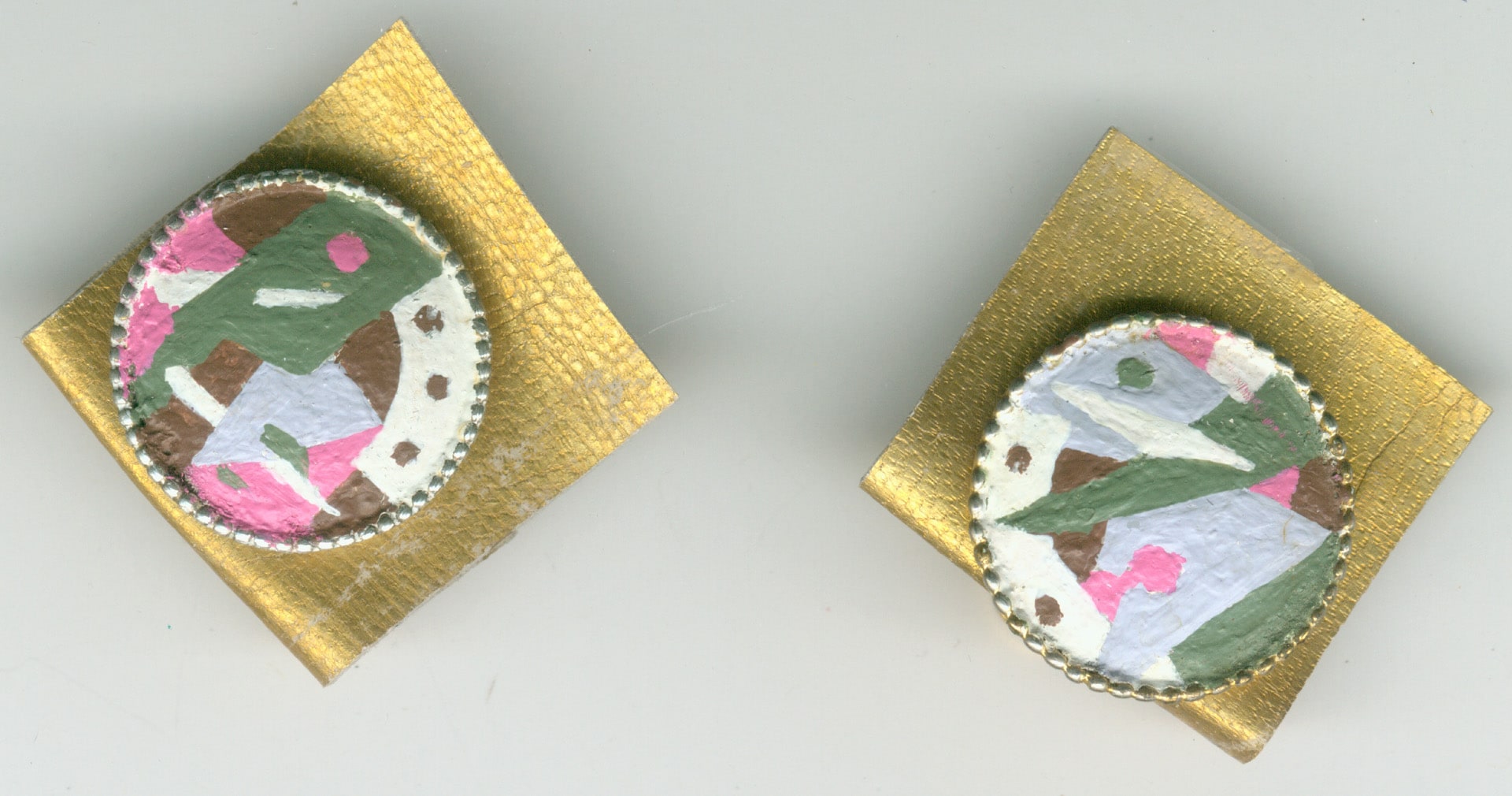 Hand-painted cufflinks with abstract design