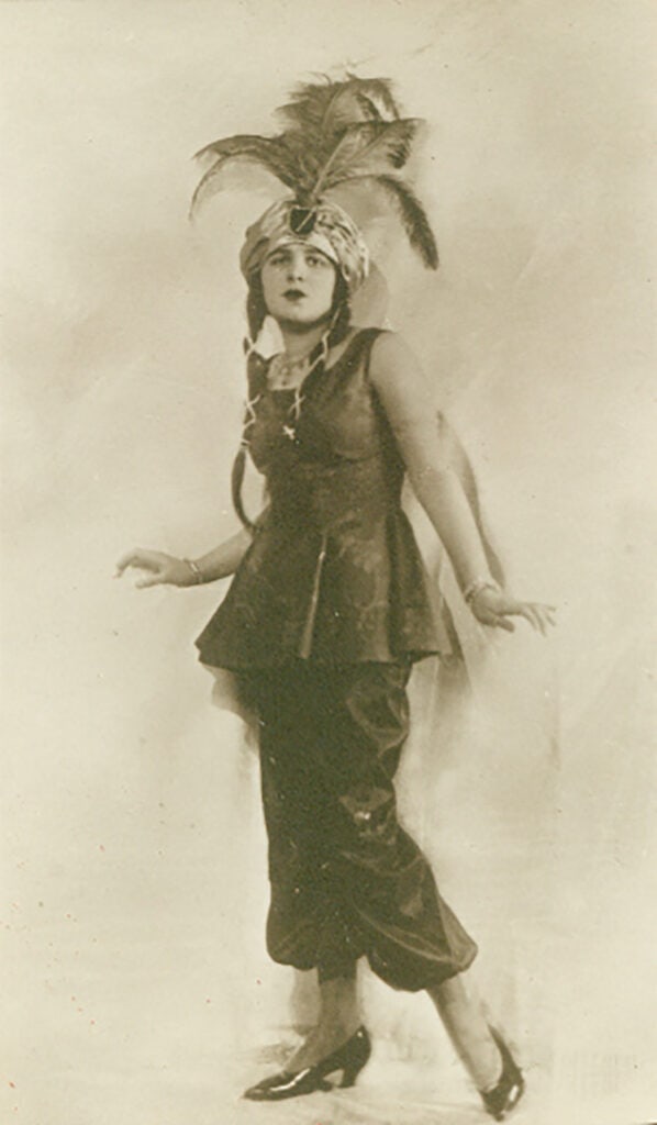 Black & white photo of Slobodkina in costume