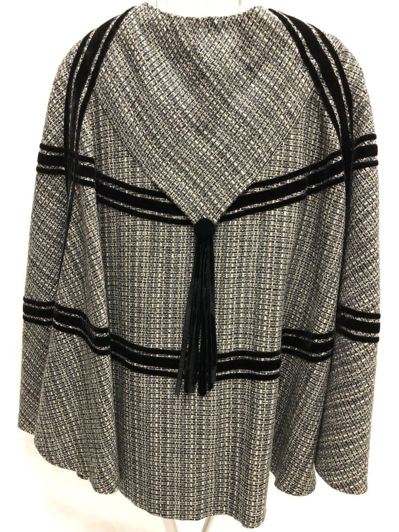 Gray cape with black trim