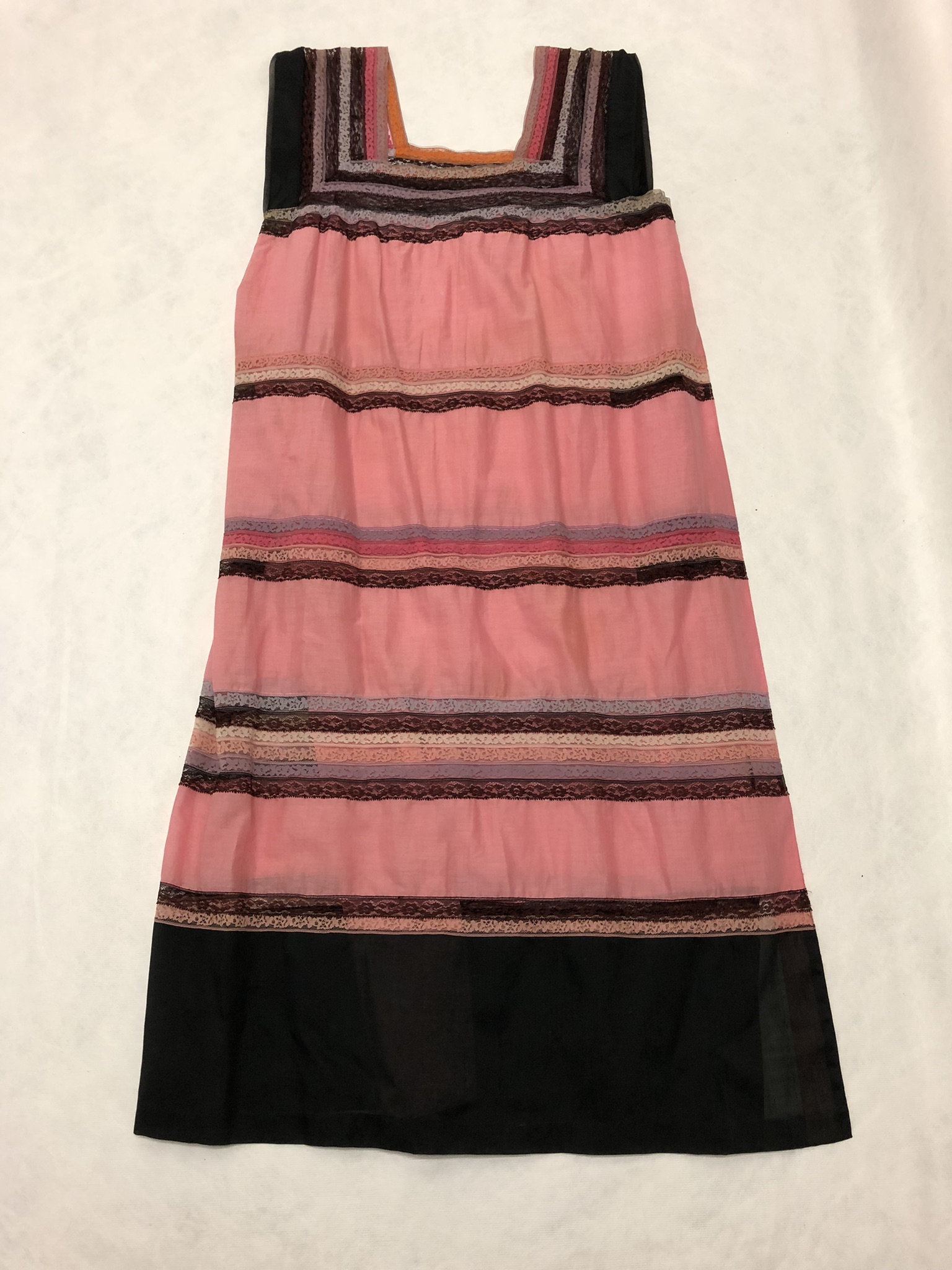 Pinkish and black-striped muumuu